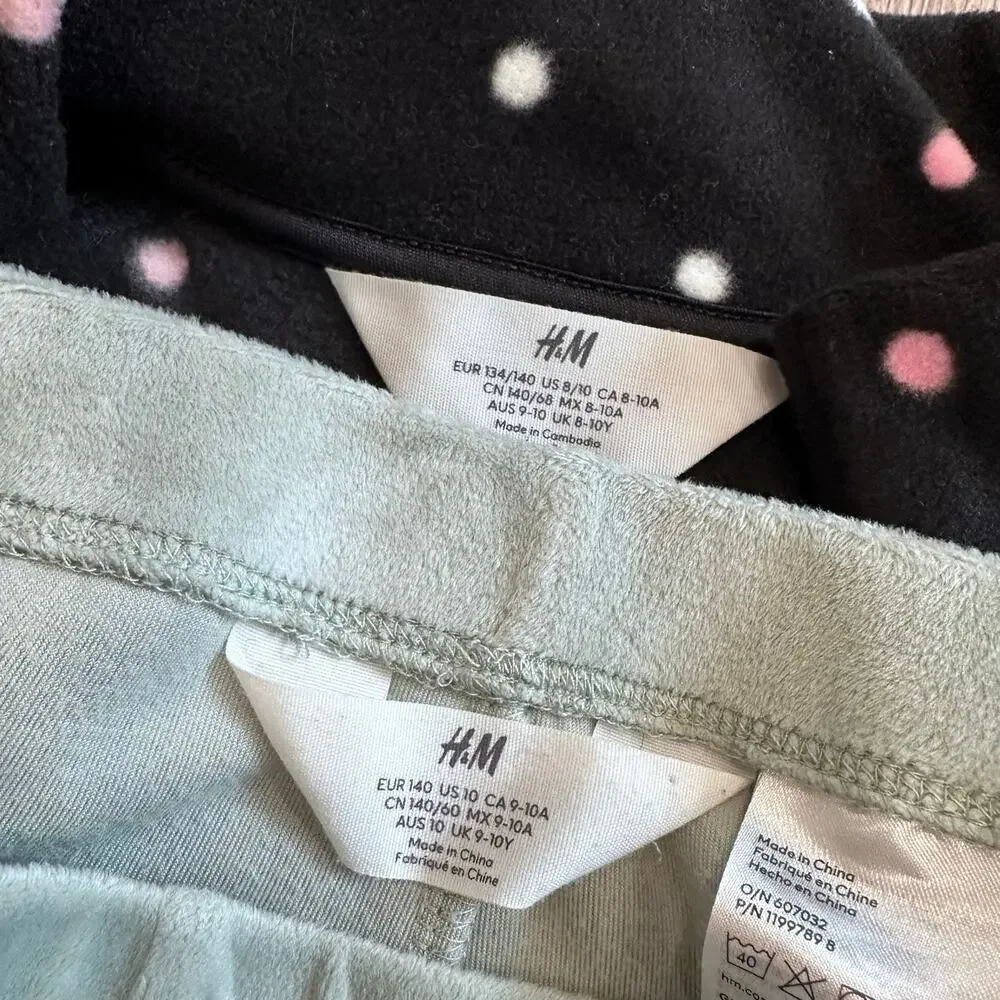 H&M Girl's Polka Dot Fleece Set - Size 8-10 - Excellent!